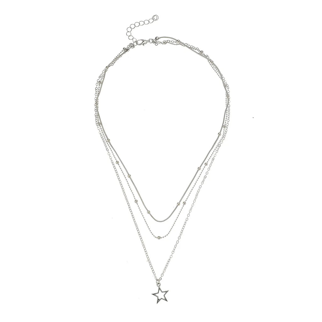 Layered Gold Circle Pendant Necklace Set