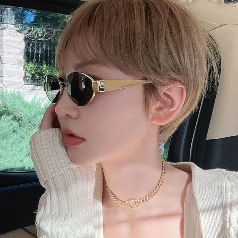 Alloy Oval Sunglasses