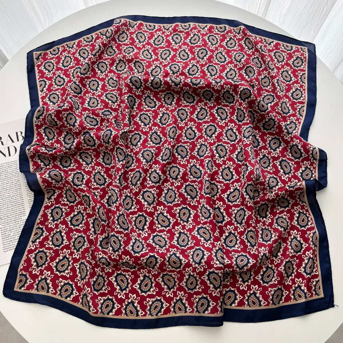 Elegant Floral Print Square Scarf