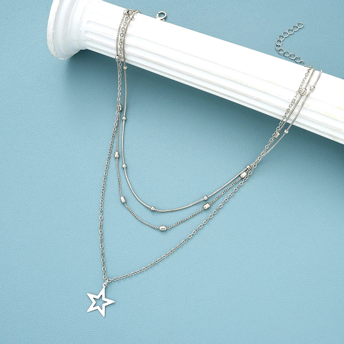 Layered Gold Circle Pendant Necklace Set