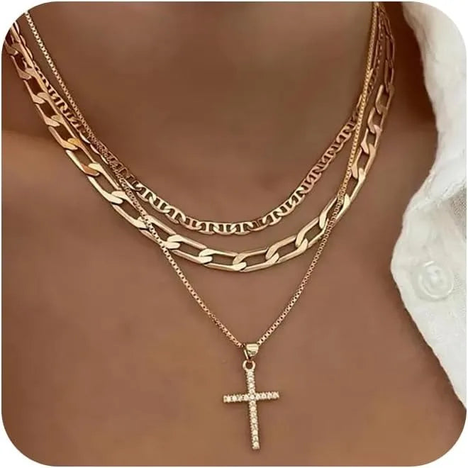 Layered Cross Necklace