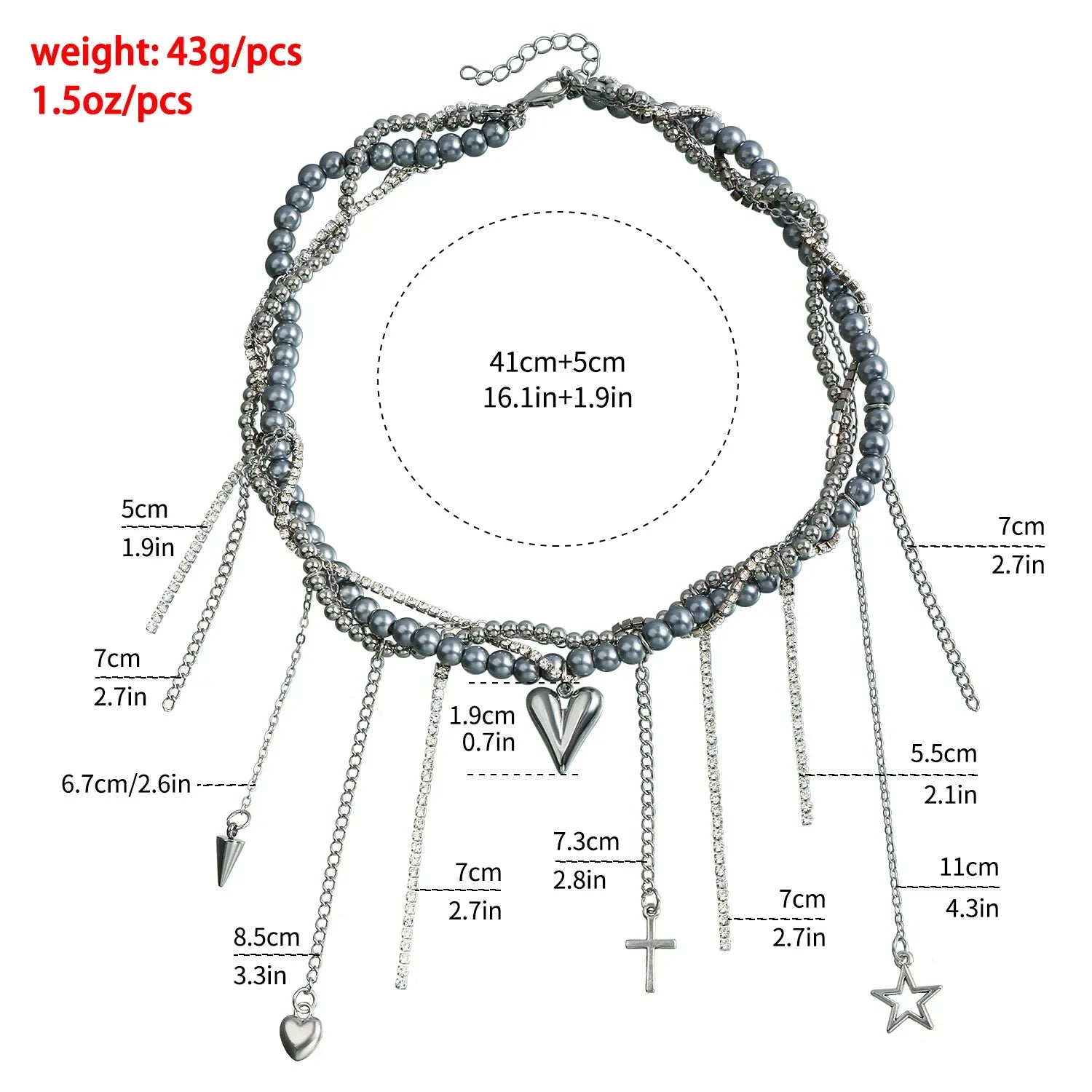 Heart Pendant Layered Choker Necklace