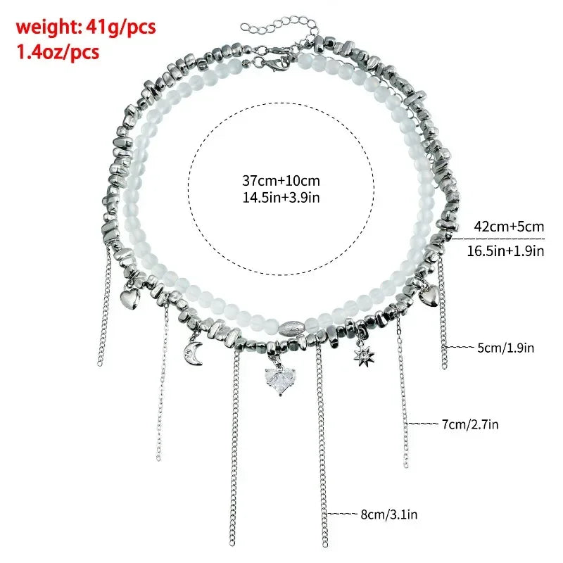 Heart Pendant Layered Choker Necklace