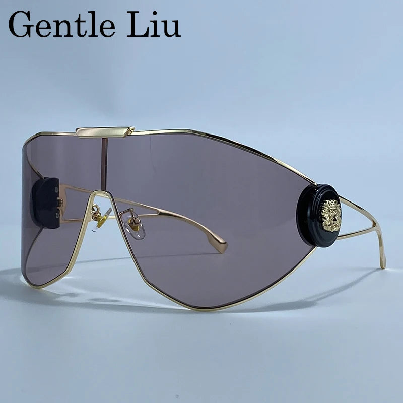 Oversized Shield Sunglasses with UV400 Protection