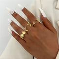 Boho Shell & Starfish Adjustable Ring Set