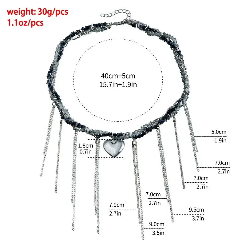 Heart Pendant Layered Choker Necklace