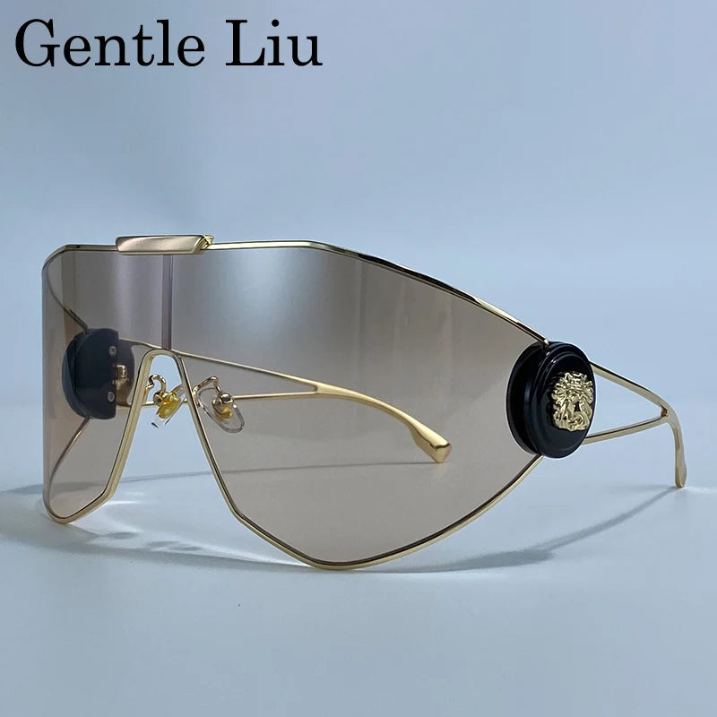 Oversized Shield Sunglasses with UV400 Protection