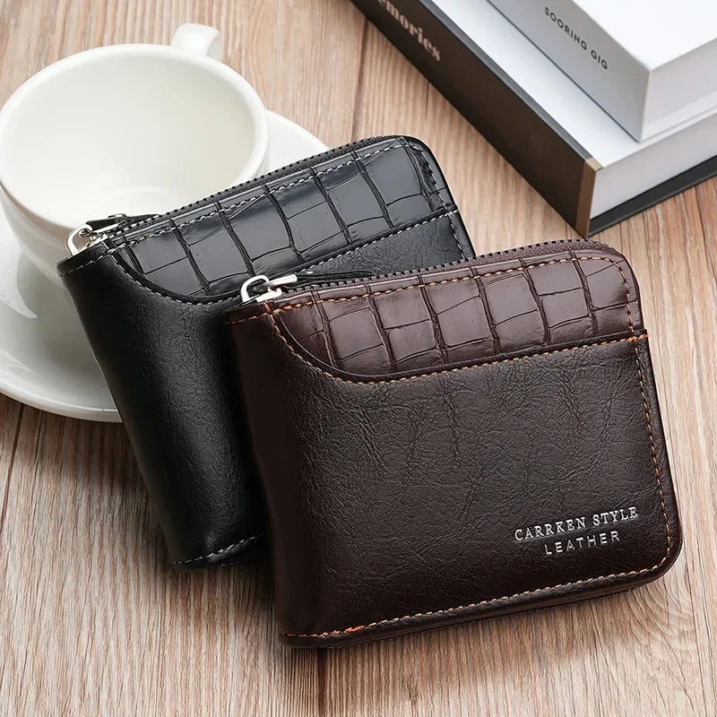 Leather RFID Wallet with Zipper