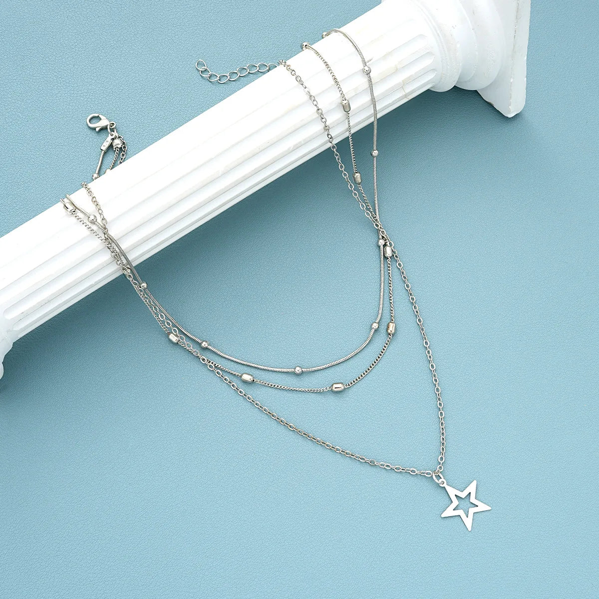 Layered Gold Circle Pendant Necklace Set