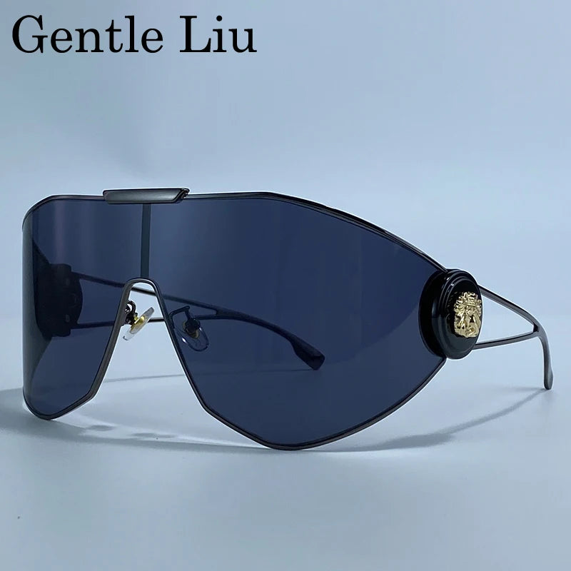 Oversized Shield Sunglasses with UV400 Protection