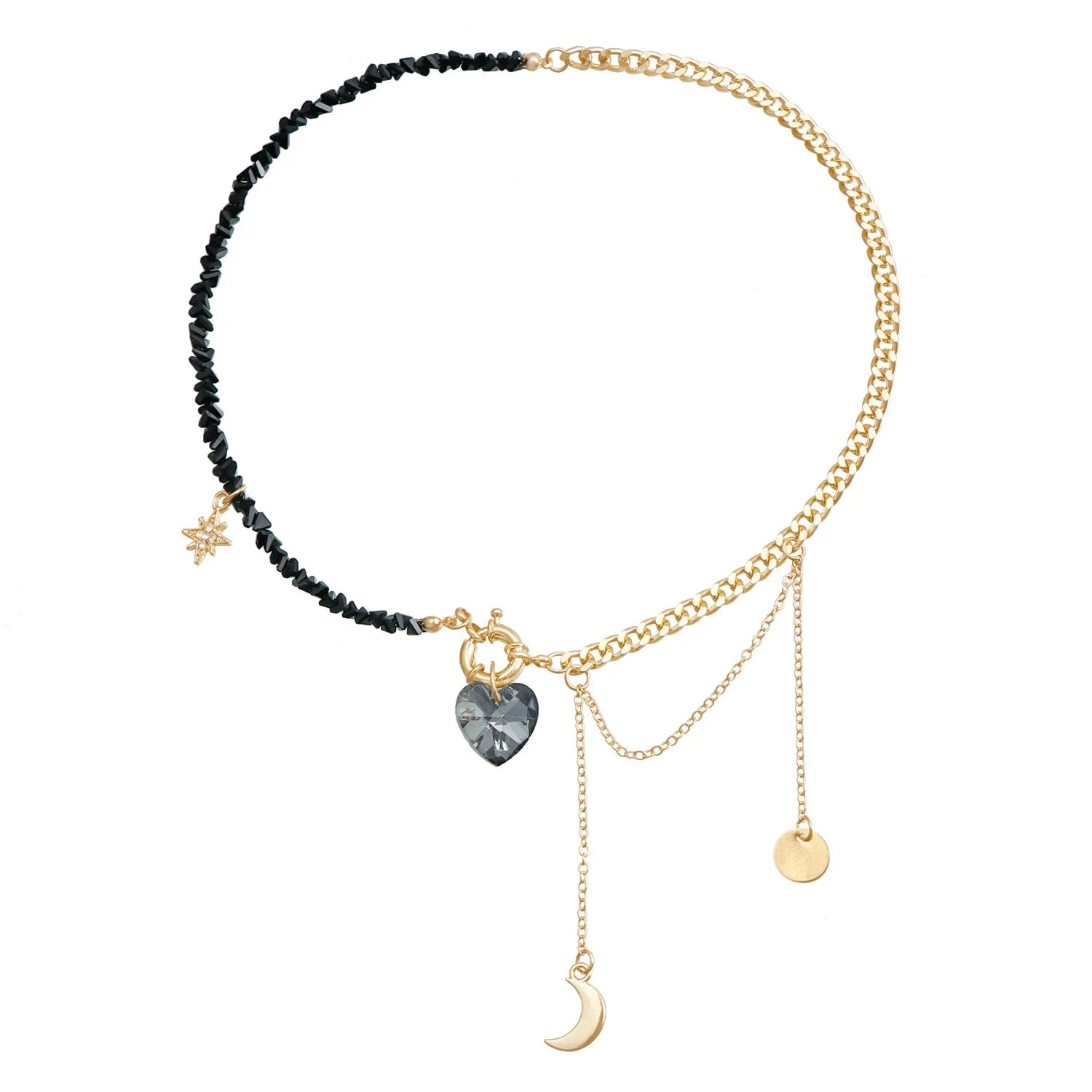 Heart Pendant Layered Choker Necklace