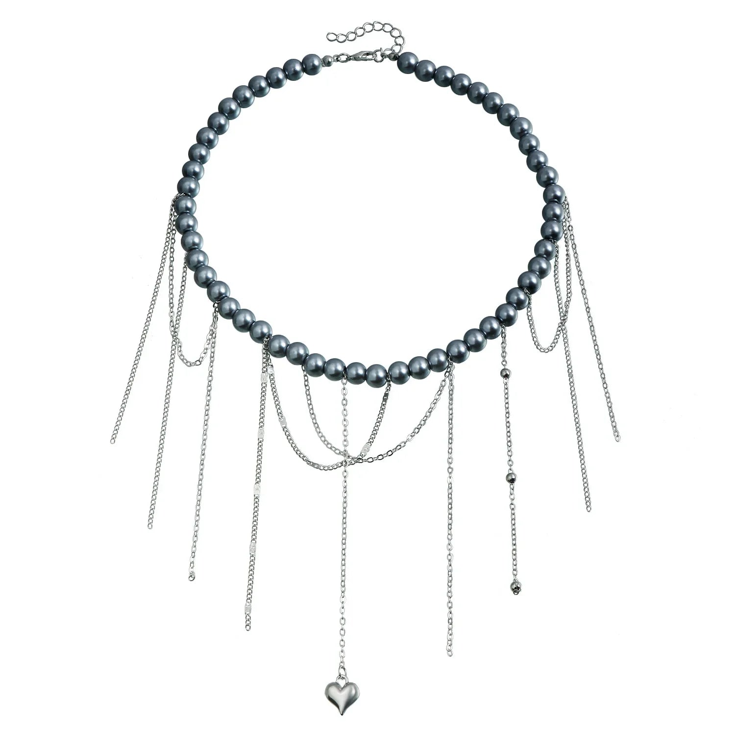Heart Pendant Layered Choker Necklace