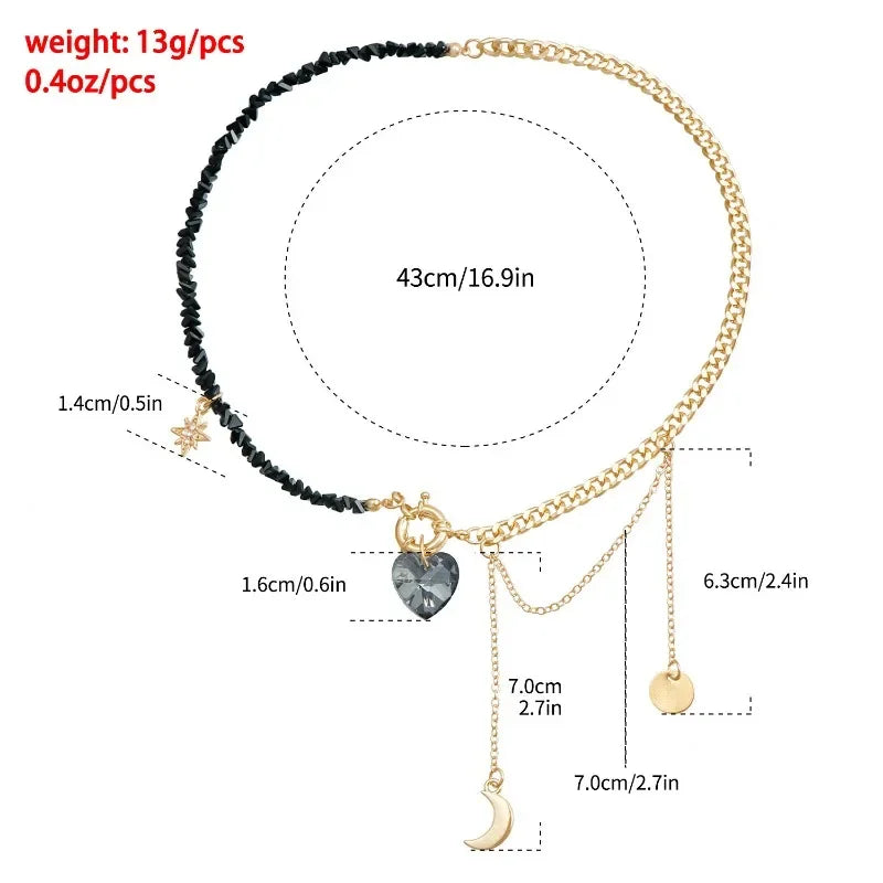 Heart Pendant Layered Choker Necklace
