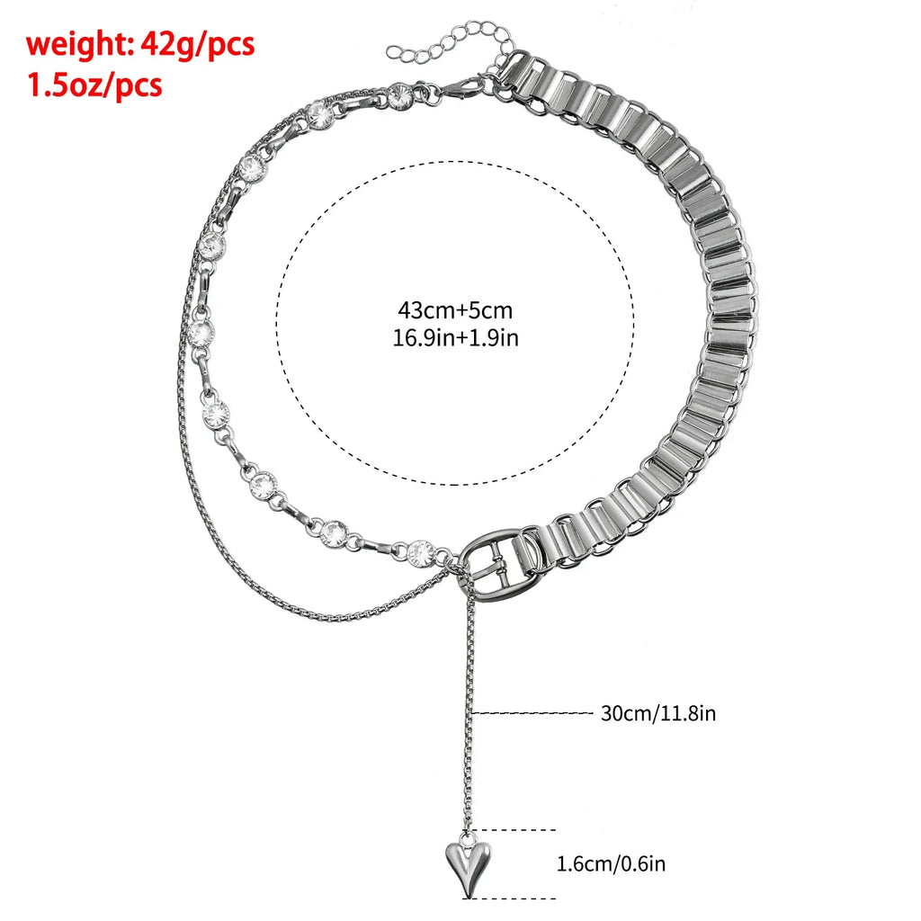 Heart Pendant Layered Choker Necklace