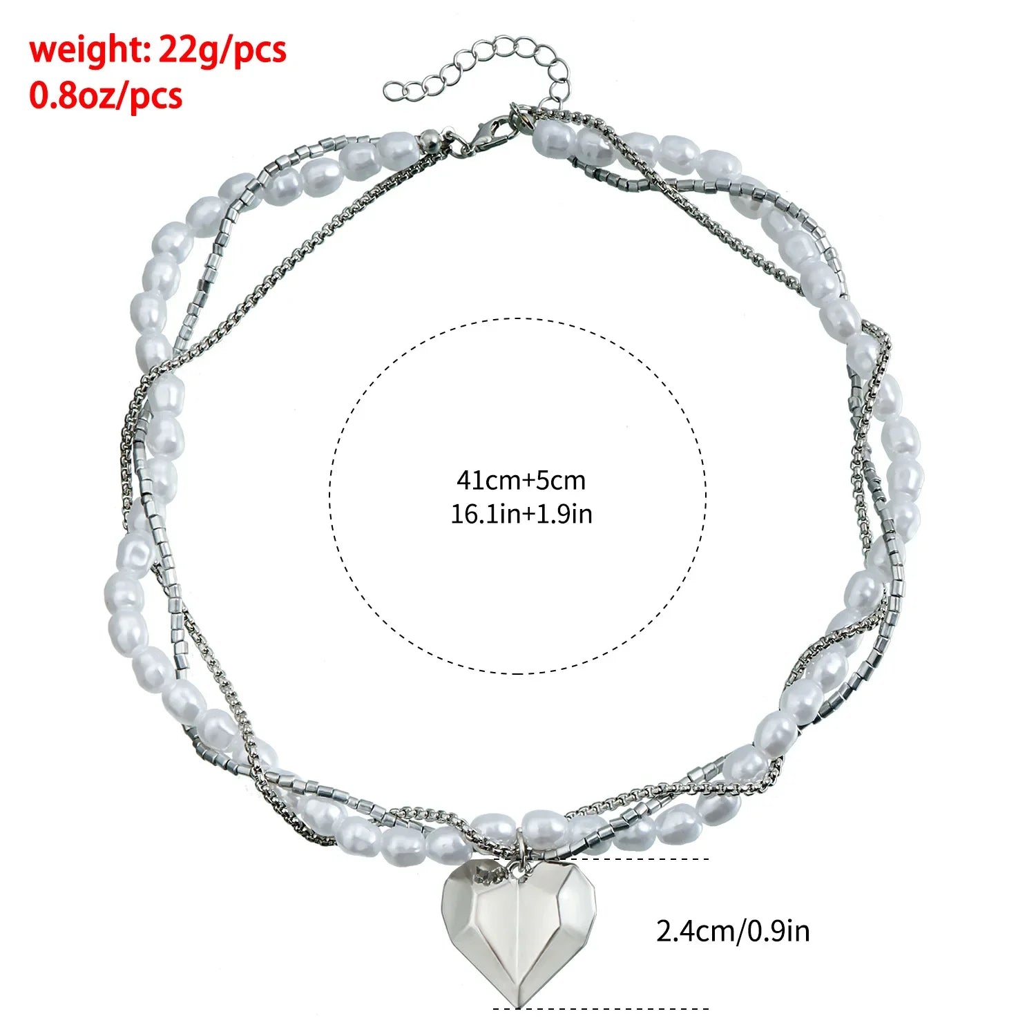 Heart Pendant Layered Choker Necklace